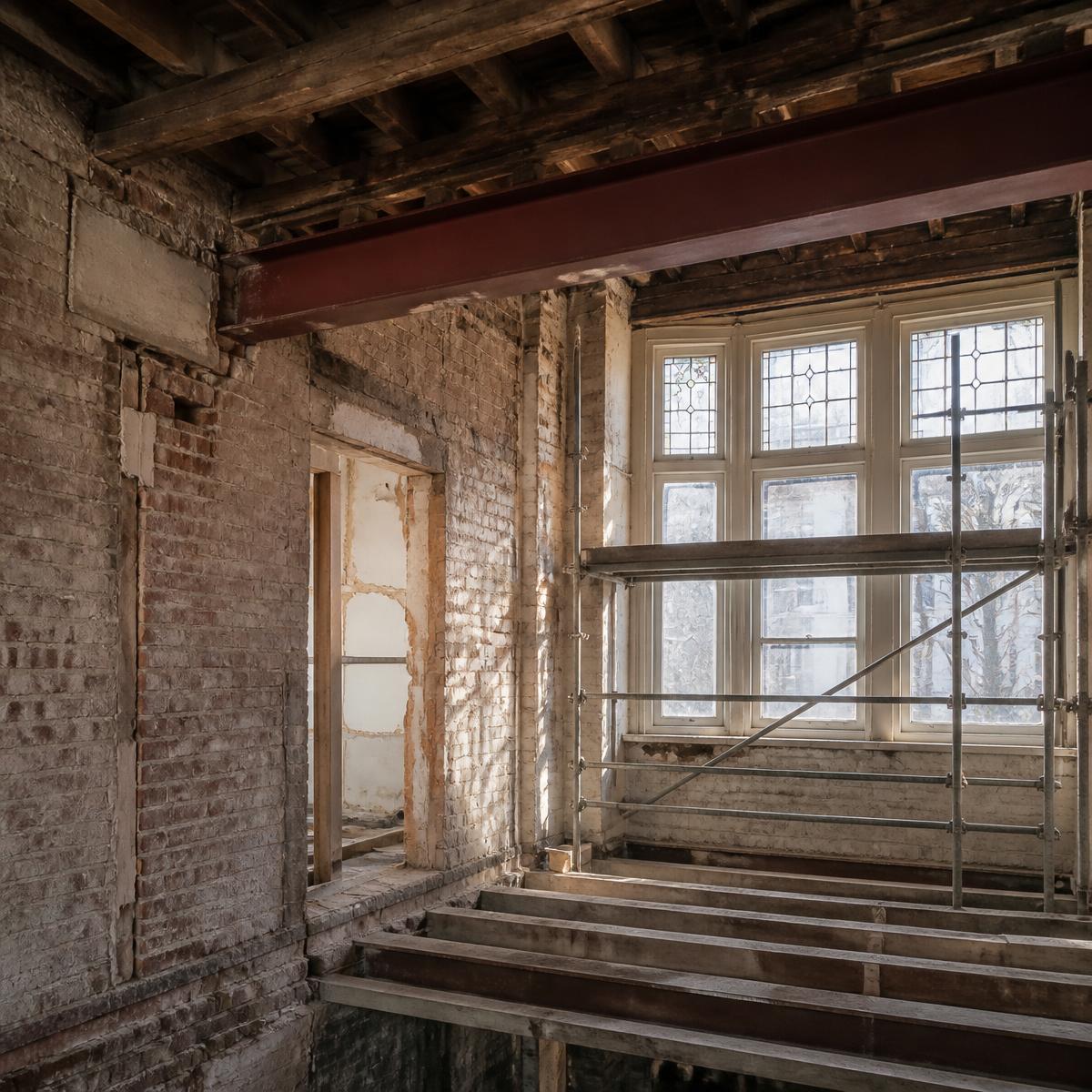 Woning in renovatie, casco met nieuwe indeling.